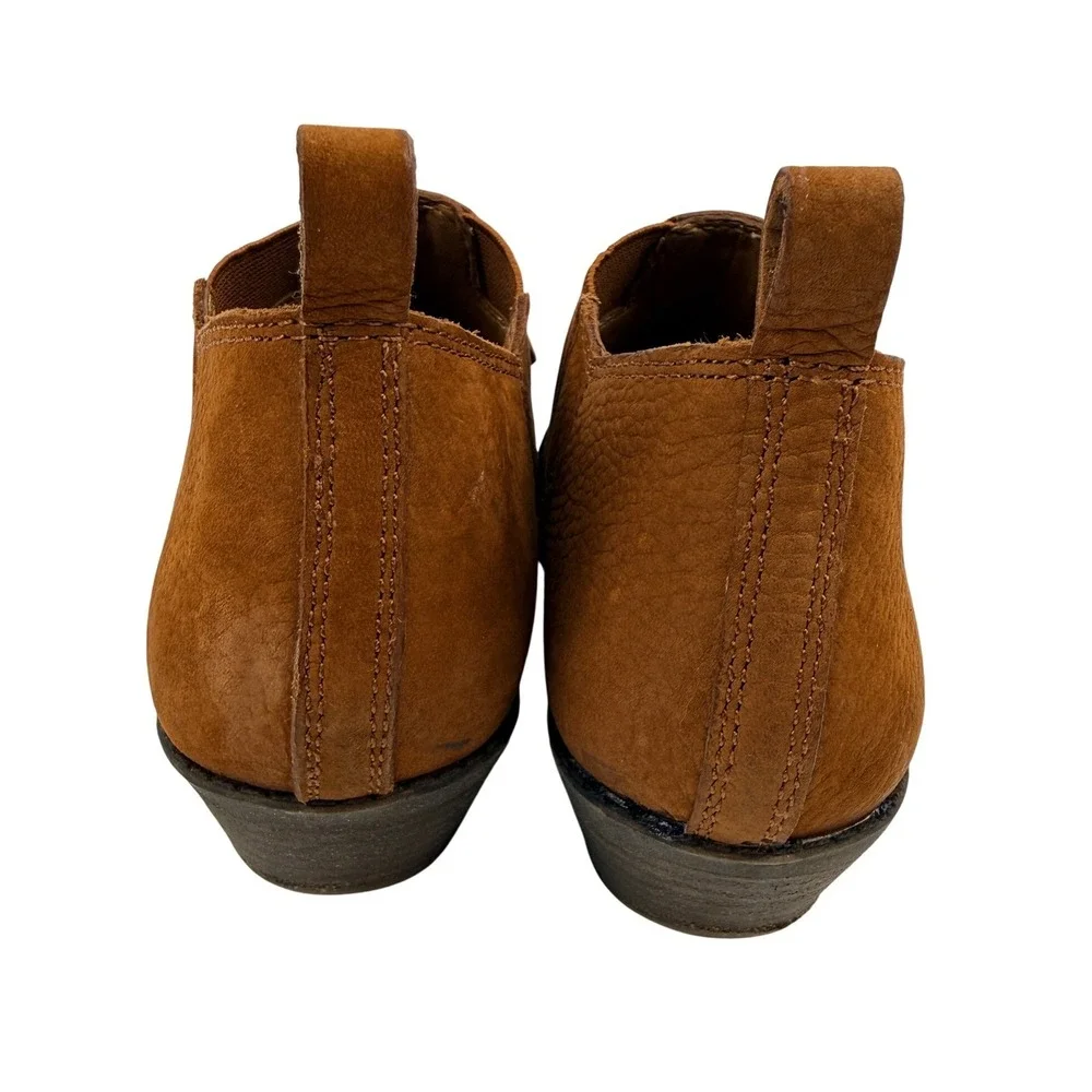 Lucky Brand Tan Leather Western Ankle Boots Pointed Toe Brown Booties 7M 37